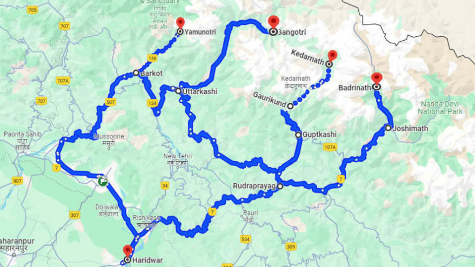 Char Dham Yatra Registration, Route Map, Itinerary, Packages & Helicopter Booking 5 Char dham yatra route map
